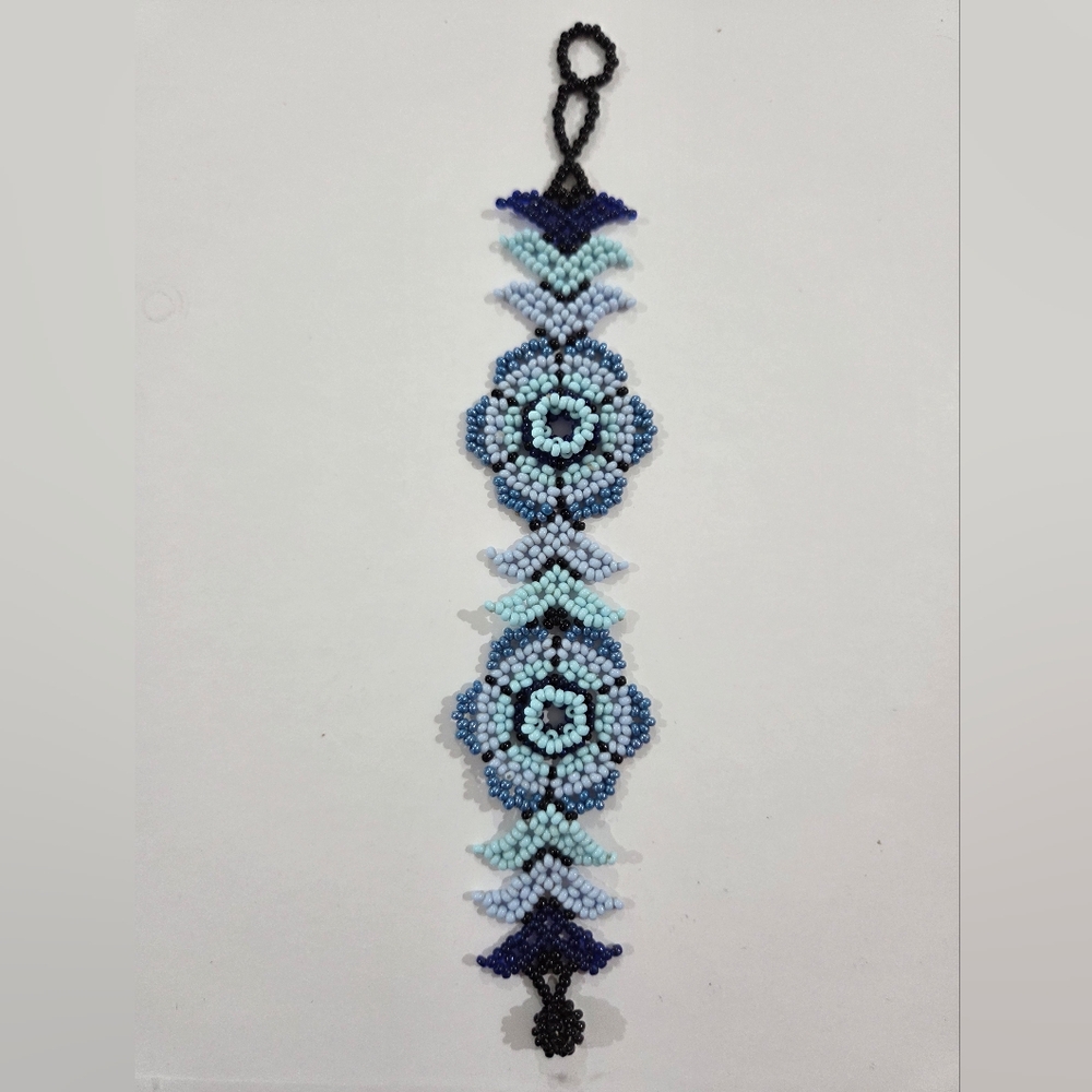 Handmade Beaded Bracelet in Blue and Black
